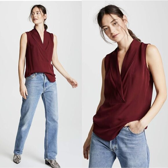 Theory Silk Sleeveless Burgundy Maroon sleeveless blouse - Picture 1 of 12